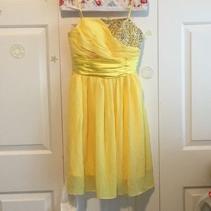 Yellow bridesmaid dress with sequins
